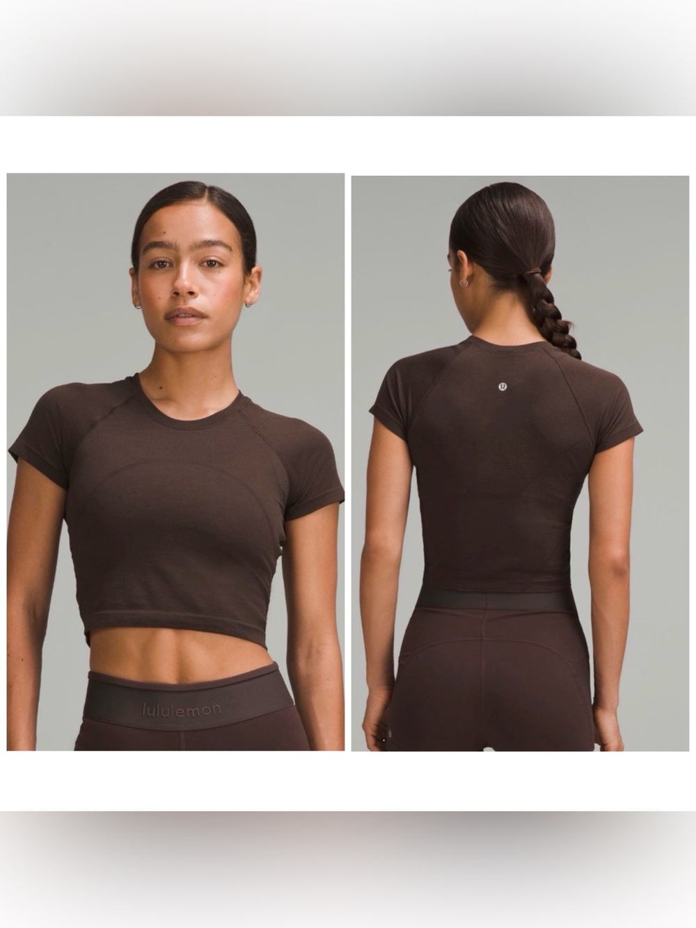 New Lululemon Swiftly Cropped Short Sleeve  Espresso Size-6